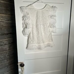 Eva Franco White Lace Ruffle Top